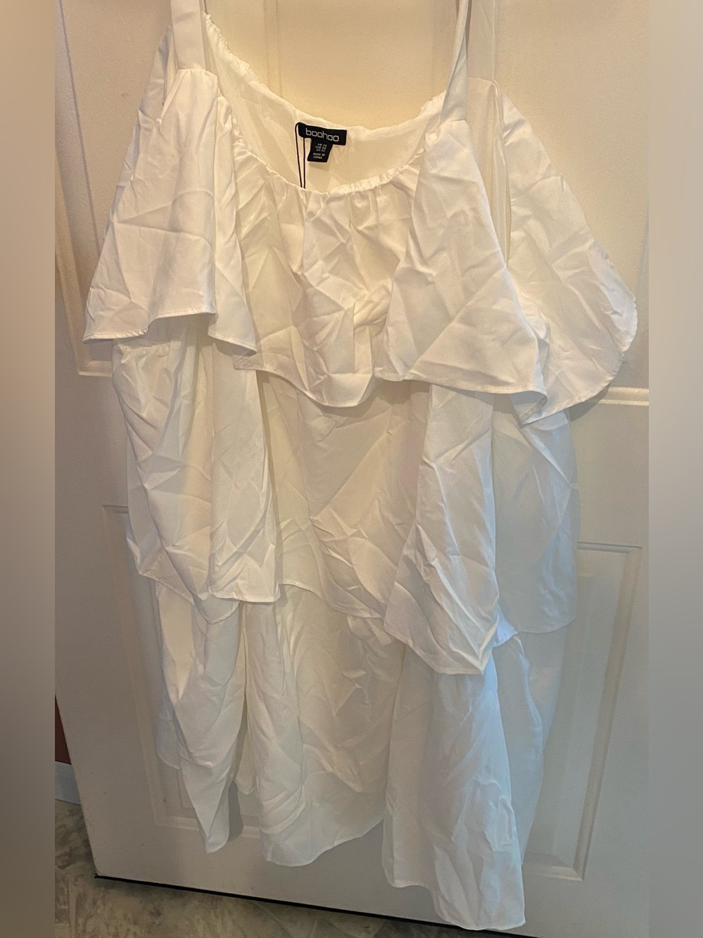 Boohoo White Ruffle Layered dress
